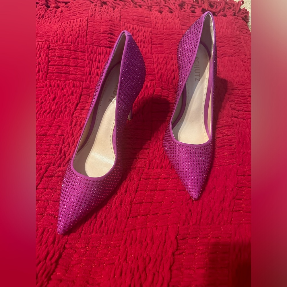 NWT Schutz gorgeous hot sexy magenta pink rhinestone encrusted go get ‘em heels - Picture 10 of 14